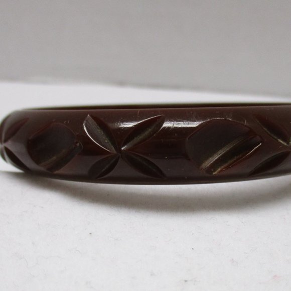 Brown Carved BAKELITE Bangle Tested - Picture 4 of 6